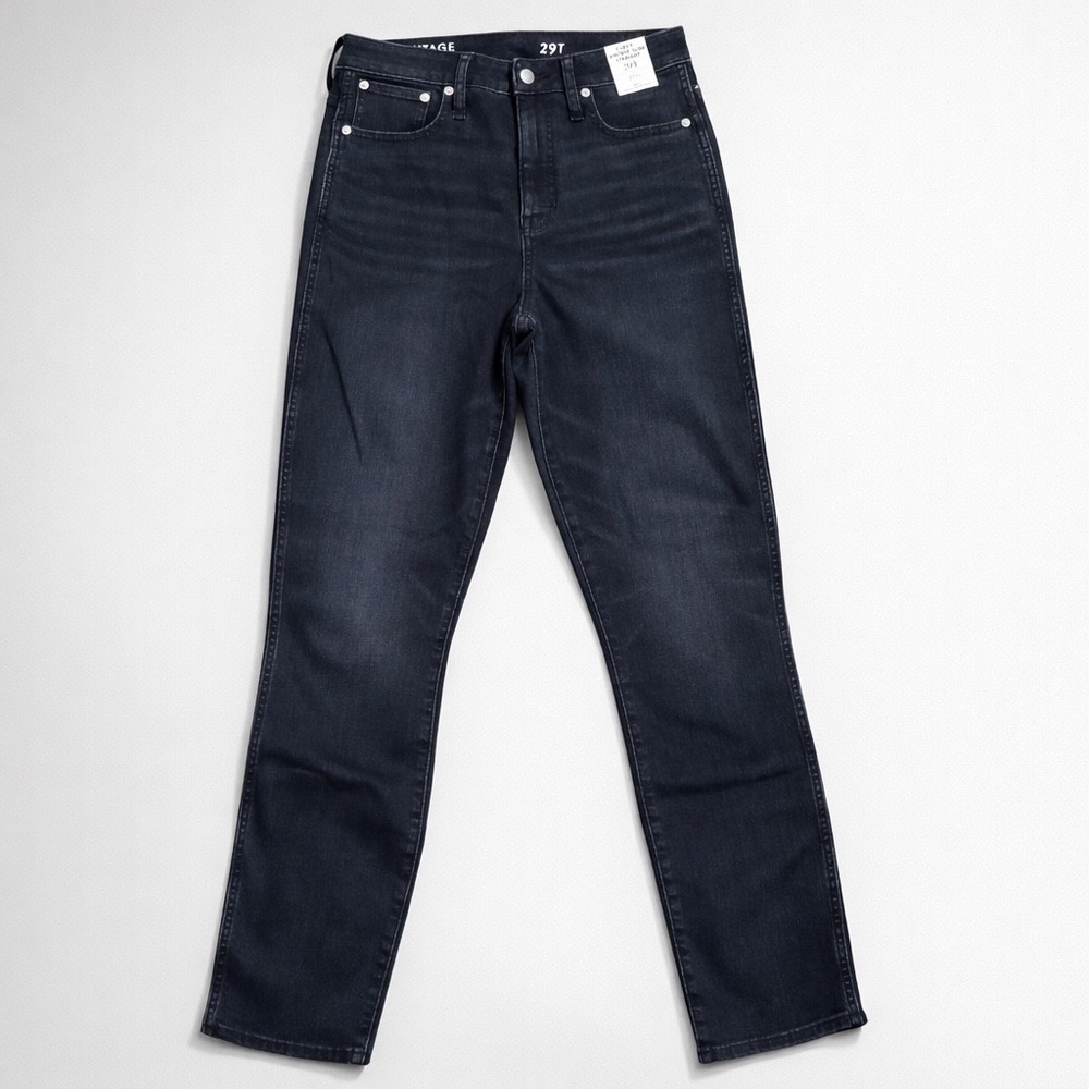 J.Crew‎ Curvy Black Vintage Slim Straight Jeans Womens 29T Tall High Rise NWT